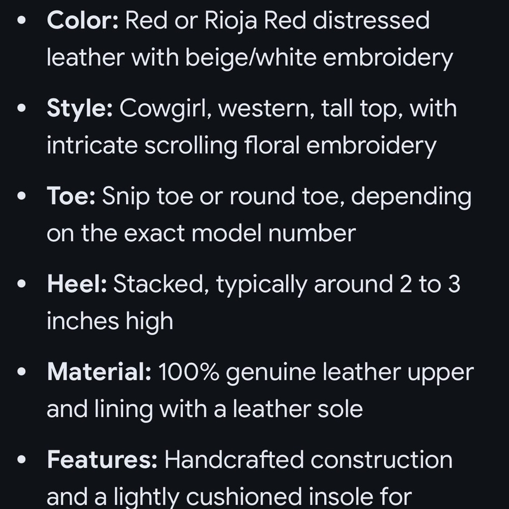 Corral Red Embroidered Western Boots Tall Leather Cowgirl Boots Size 7.5M NWOT - Picture 13 of 15